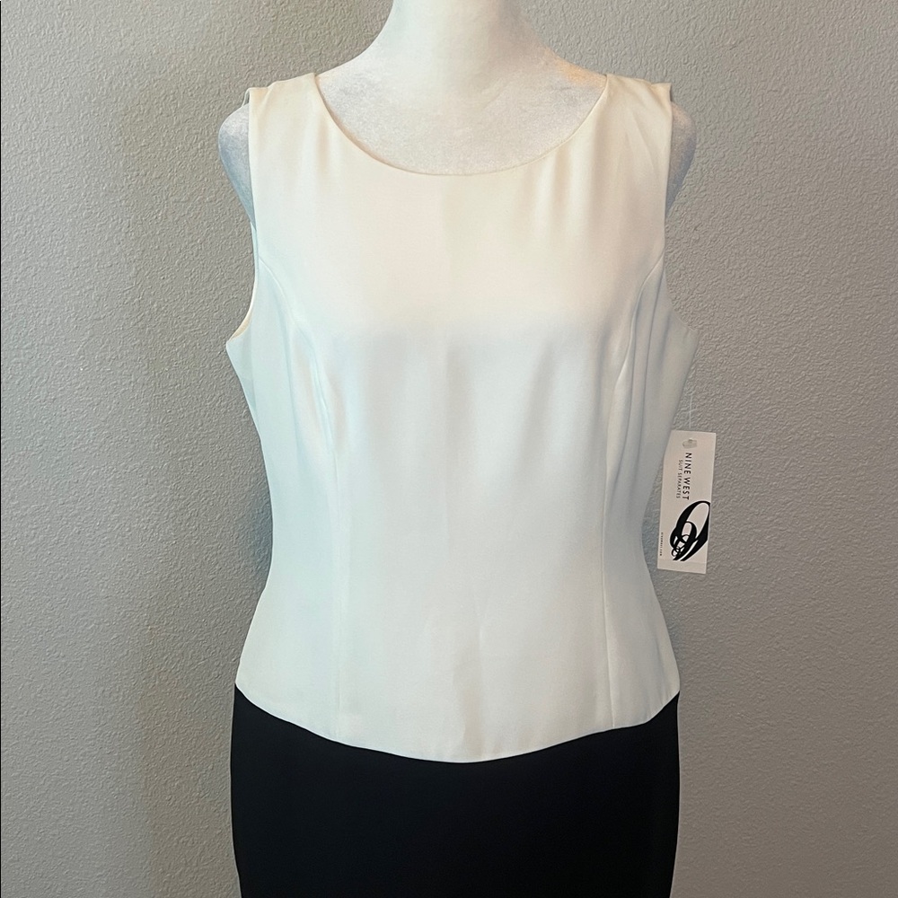 Nine West Suit Separates Colorblock Sheath Dress Black/White Size 6 NWT
